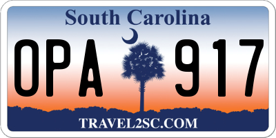 SC license plate OPA917