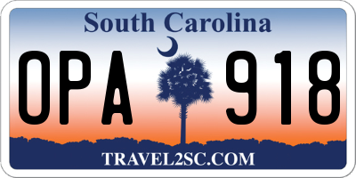SC license plate OPA918