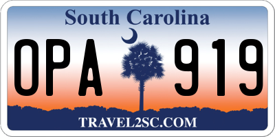 SC license plate OPA919