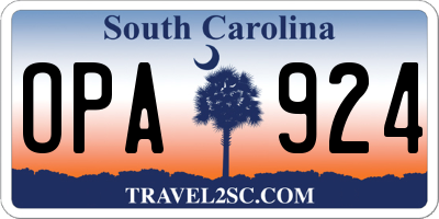 SC license plate OPA924