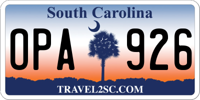SC license plate OPA926
