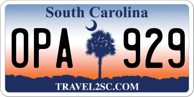 SC license plate OPA929