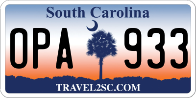 SC license plate OPA933