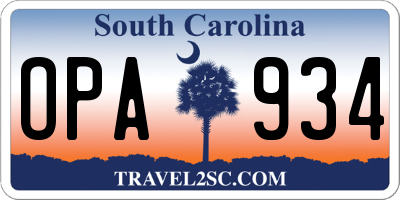 SC license plate OPA934