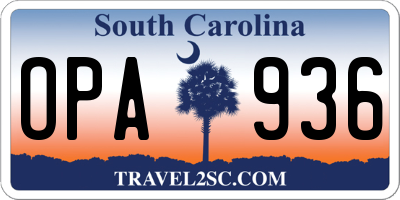 SC license plate OPA936