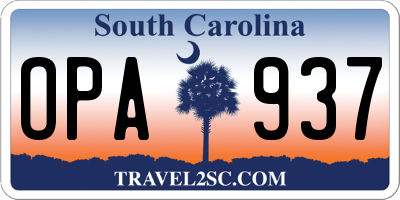 SC license plate OPA937
