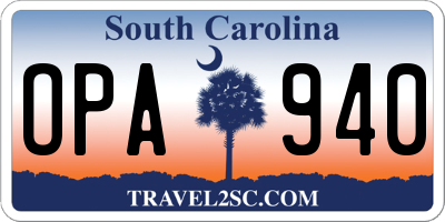 SC license plate OPA940