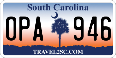 SC license plate OPA946