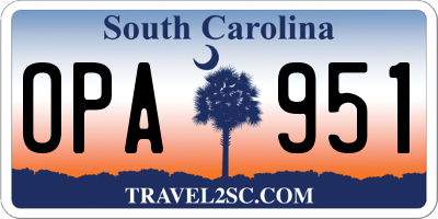 SC license plate OPA951