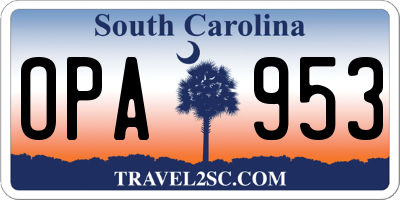 SC license plate OPA953