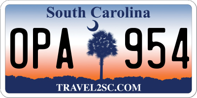 SC license plate OPA954