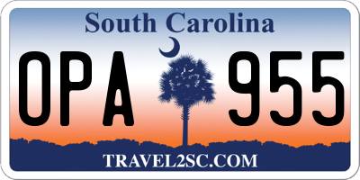 SC license plate OPA955