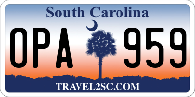 SC license plate OPA959