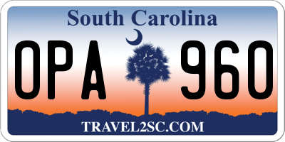 SC license plate OPA960