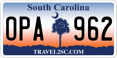SC license plate OPA962
