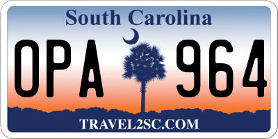 SC license plate OPA964