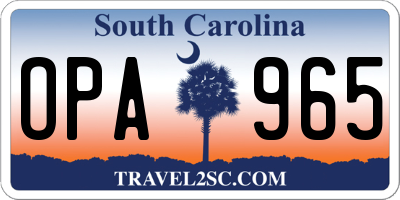 SC license plate OPA965