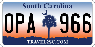 SC license plate OPA966