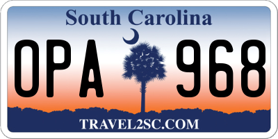 SC license plate OPA968