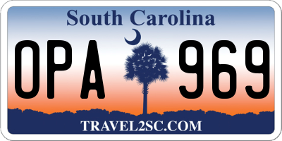 SC license plate OPA969