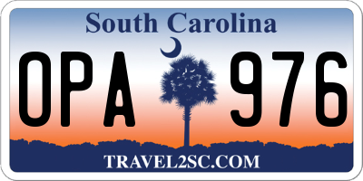 SC license plate OPA976