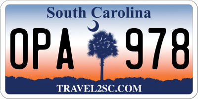 SC license plate OPA978
