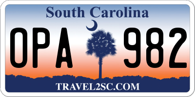 SC license plate OPA982