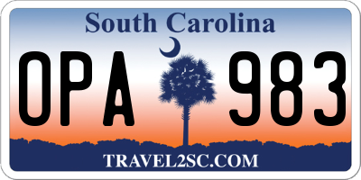 SC license plate OPA983