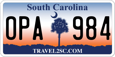 SC license plate OPA984