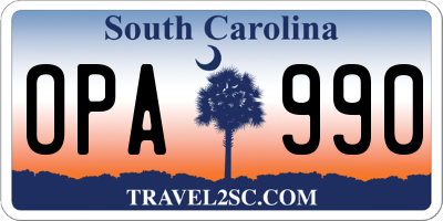 SC license plate OPA990