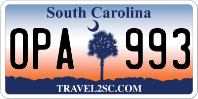 SC license plate OPA993
