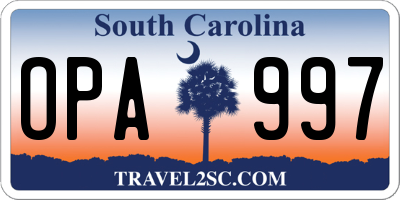 SC license plate OPA997