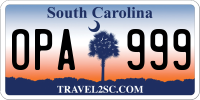 SC license plate OPA999