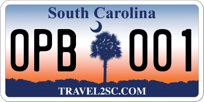 SC license plate OPB001