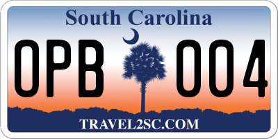 SC license plate OPB004