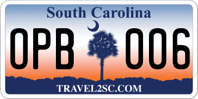 SC license plate OPB006