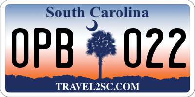 SC license plate OPB022
