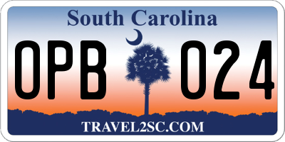 SC license plate OPB024