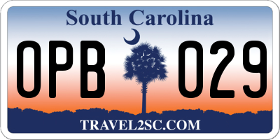 SC license plate OPB029