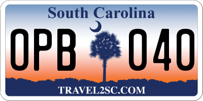 SC license plate OPB040