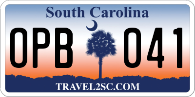 SC license plate OPB041