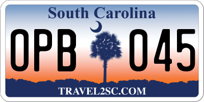 SC license plate OPB045