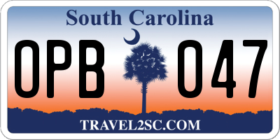 SC license plate OPB047