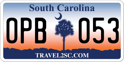 SC license plate OPB053