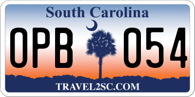 SC license plate OPB054