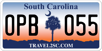 SC license plate OPB055