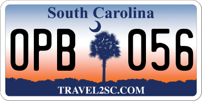 SC license plate OPB056