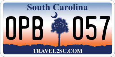 SC license plate OPB057