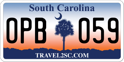 SC license plate OPB059