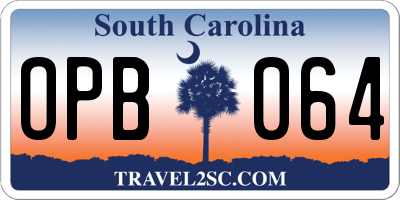 SC license plate OPB064